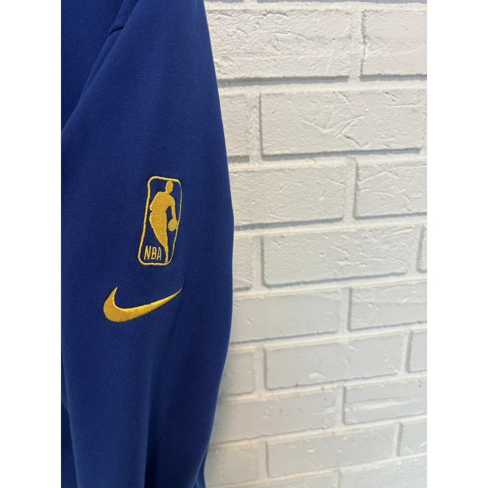 Nike NBA Golden State Warriors Mens L Blue Yellow Pullover Hoodie Zip Pocket
